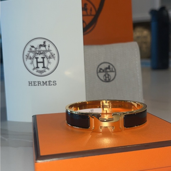 Hermes Gold and Black Cuff Bracelet